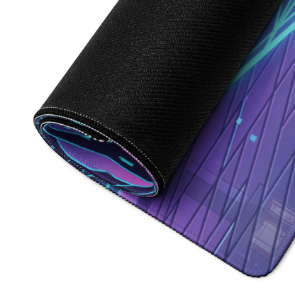 Porsche 911 964 Inspired Red Blue Vaporwave Gaming Mouse Pad, Neon Tokyo Street Desk Mat with Retro Futuristic Japanese Car Artwork