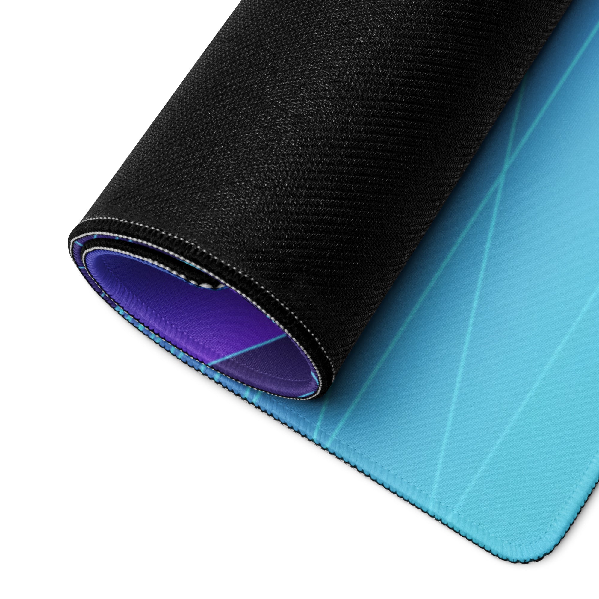 Nissan Z RZ34 Inspired Blue Vaporwave Gaming Mouse Pad, Neon JDM Sports Car Desk Mat with Retro Futuristic Grid Landscape Art