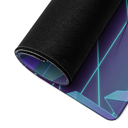Nissan Skyline GT-R R34 Inspired Blue Vaporwave Gaming Mouse Pad, Neon JDM Sports Car Desk Mat with Retro Futuristic Grid Sunset Art