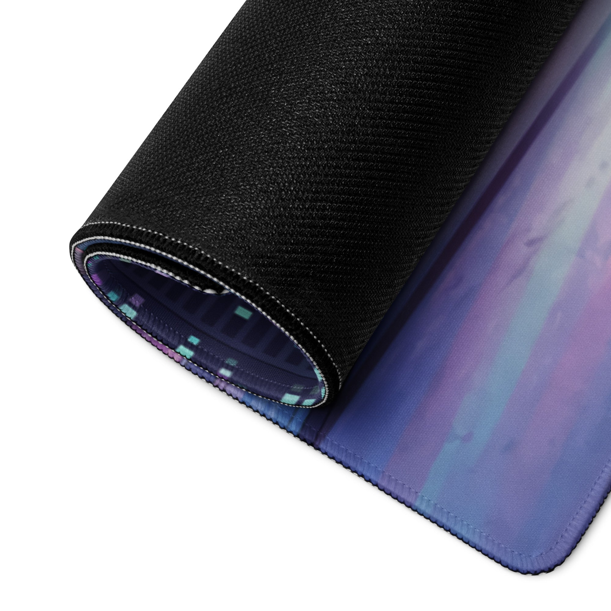 Nissan Skyline GT-R R32 Inspired White Vaporwave Gaming Mouse Pad, Neon JDM Sports Car Desk Mat with Retro Futuristic Cyberpunk City Art
