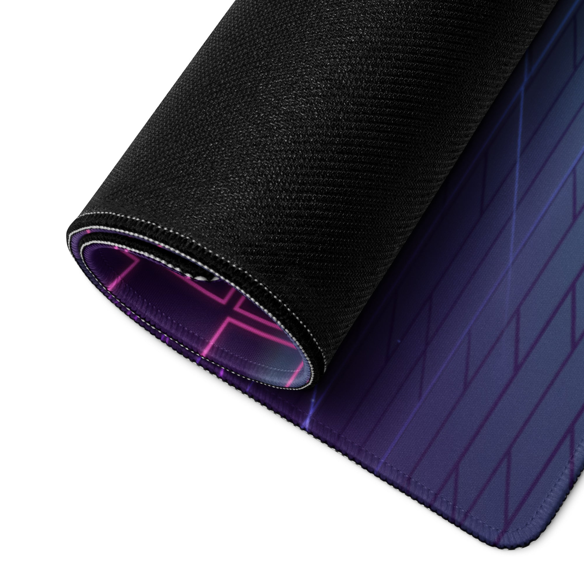 Lexus RC F Inspired White Blue Vaporwave Gaming Mouse Pad, Neon Japanese Luxury Sports Coupe Desk Mat with Retro Futuristic Cyber Grid Artwork
