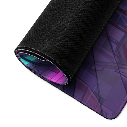 Mazda RX-7 FD Inspired Red Purple Vaporwave Gaming Mouse Pad, Neon JDM Sports Car Desk Mat with Retro Futuristic Japanese City Artwork