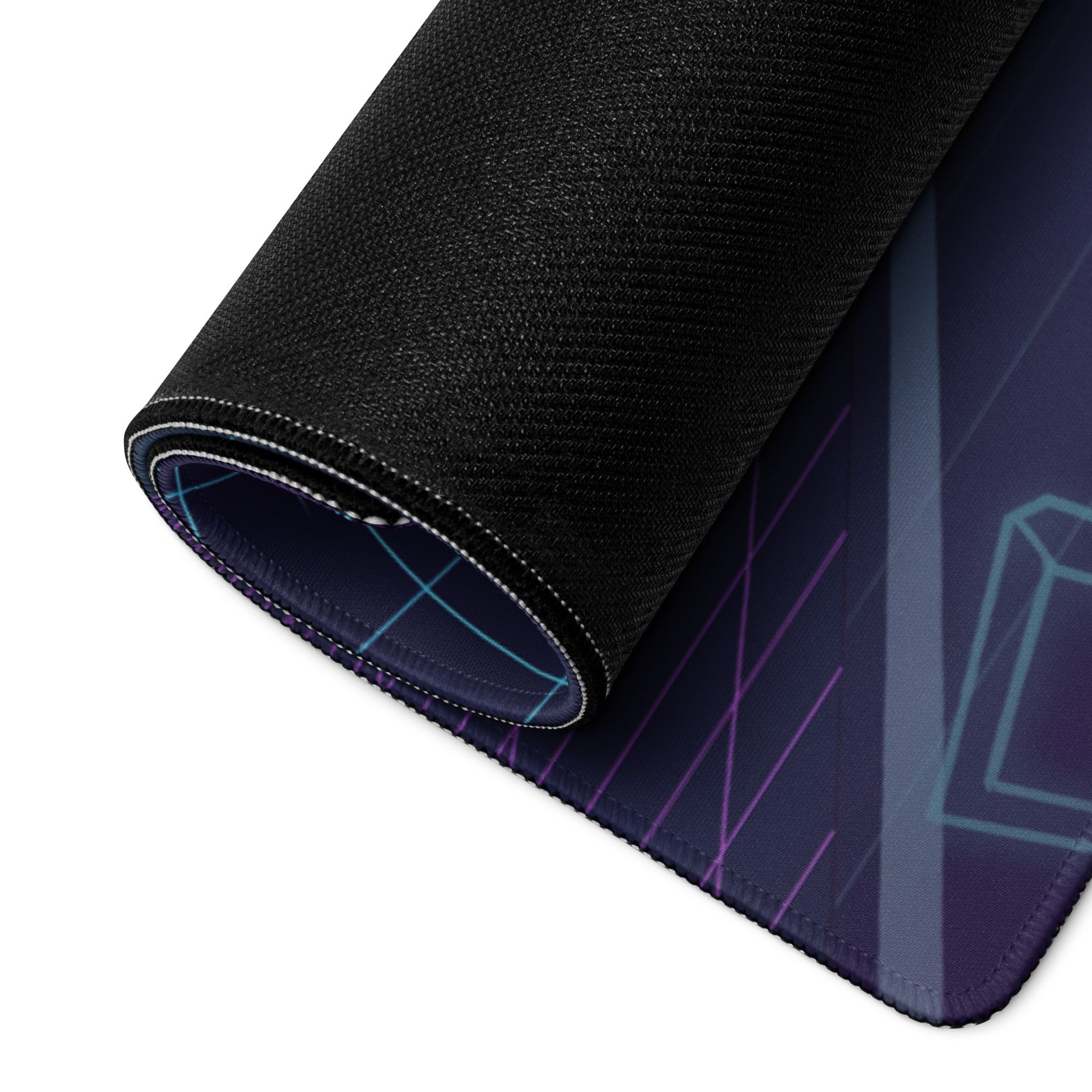 Mazda RX-7 FD Inspired Orange Purple Vaporwave Gaming Mouse Pad, Neon JDM Sports Car Desk Mat with Retro Futuristic Cyber Tunnel Artwork
