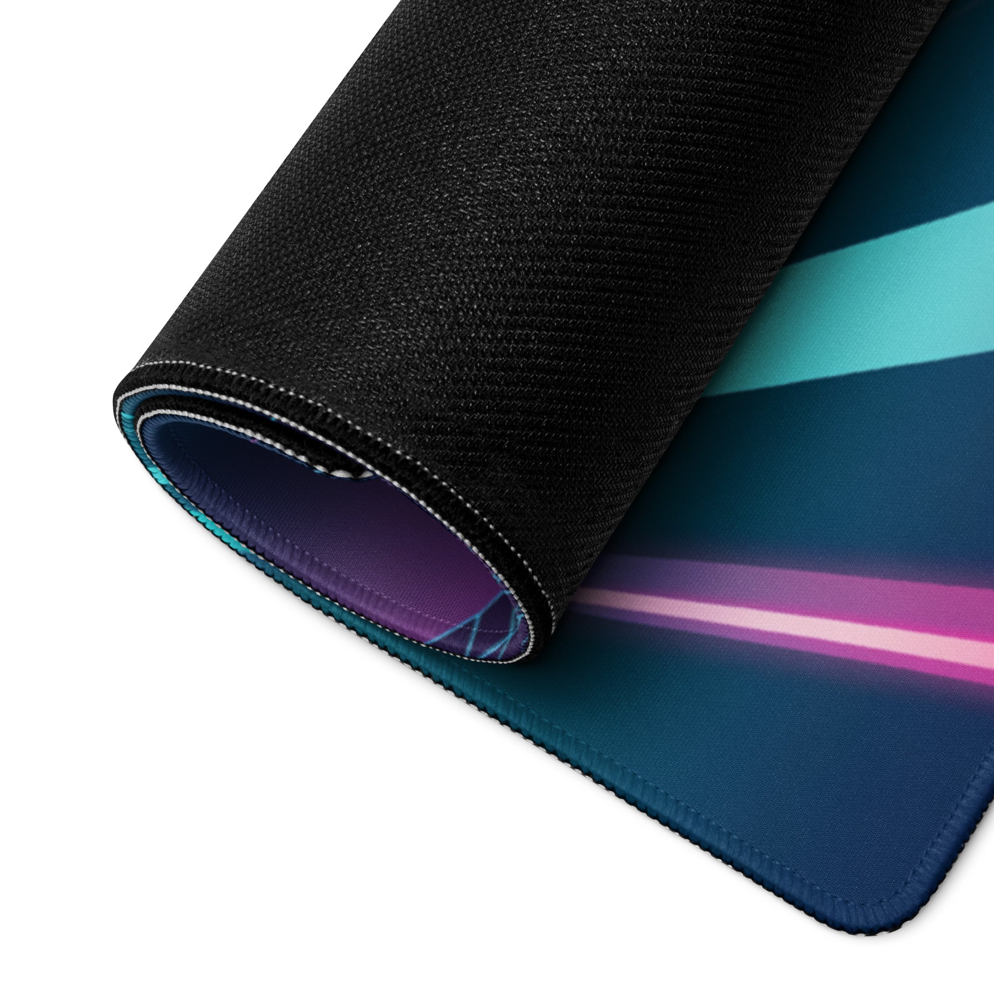 Mazda RX-7 FD Inspired Orange Blue Vaporwave Gaming Mouse Pad, Neon JDM Sports Car Desk Mat with Retro Futuristic Cyber City Highway Artwork