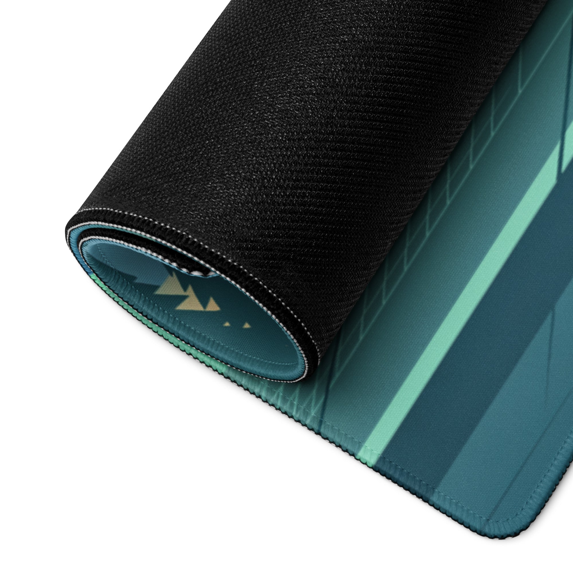 Nissan 350Z Z33 Inspired Black Teal Vaporwave Gaming Mouse Pad, JDM Sports Car Desk Mat with Retro Futuristic Lakeside Sunset Artwork