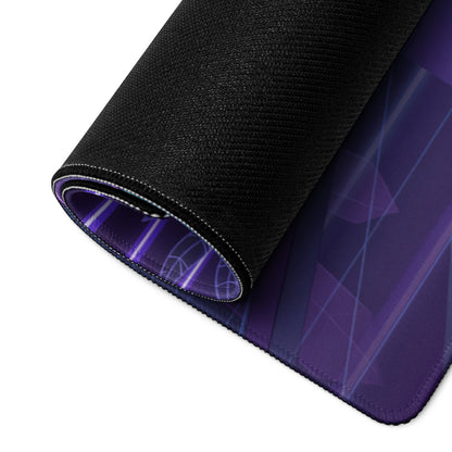 Nissan Skyline GT-R R34 Inspired Gray Purple Vaporwave Gaming Mouse Pad, Neon JDM Sports Car Desk Mat with Retro Futuristic Crystal City Artwork