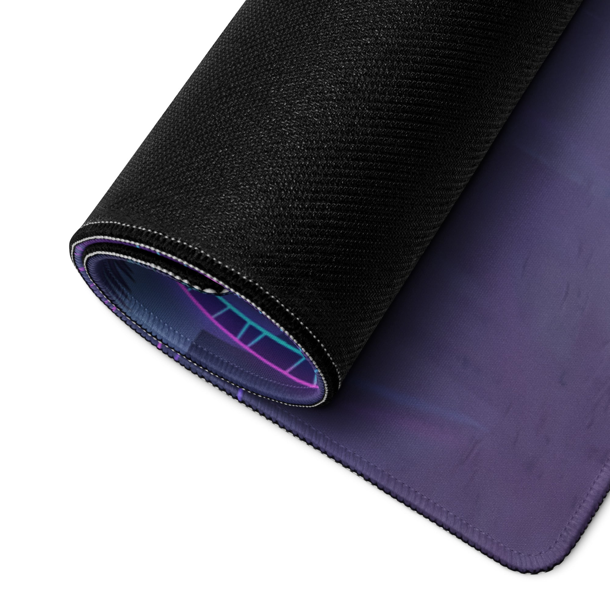 Toyota GR Supra A90 Inspired Yellow Purple Vaporwave Gaming Mouse Pad, Neon JDM Sports Car Desk Mat with Retro Futuristic Palm City Artwork