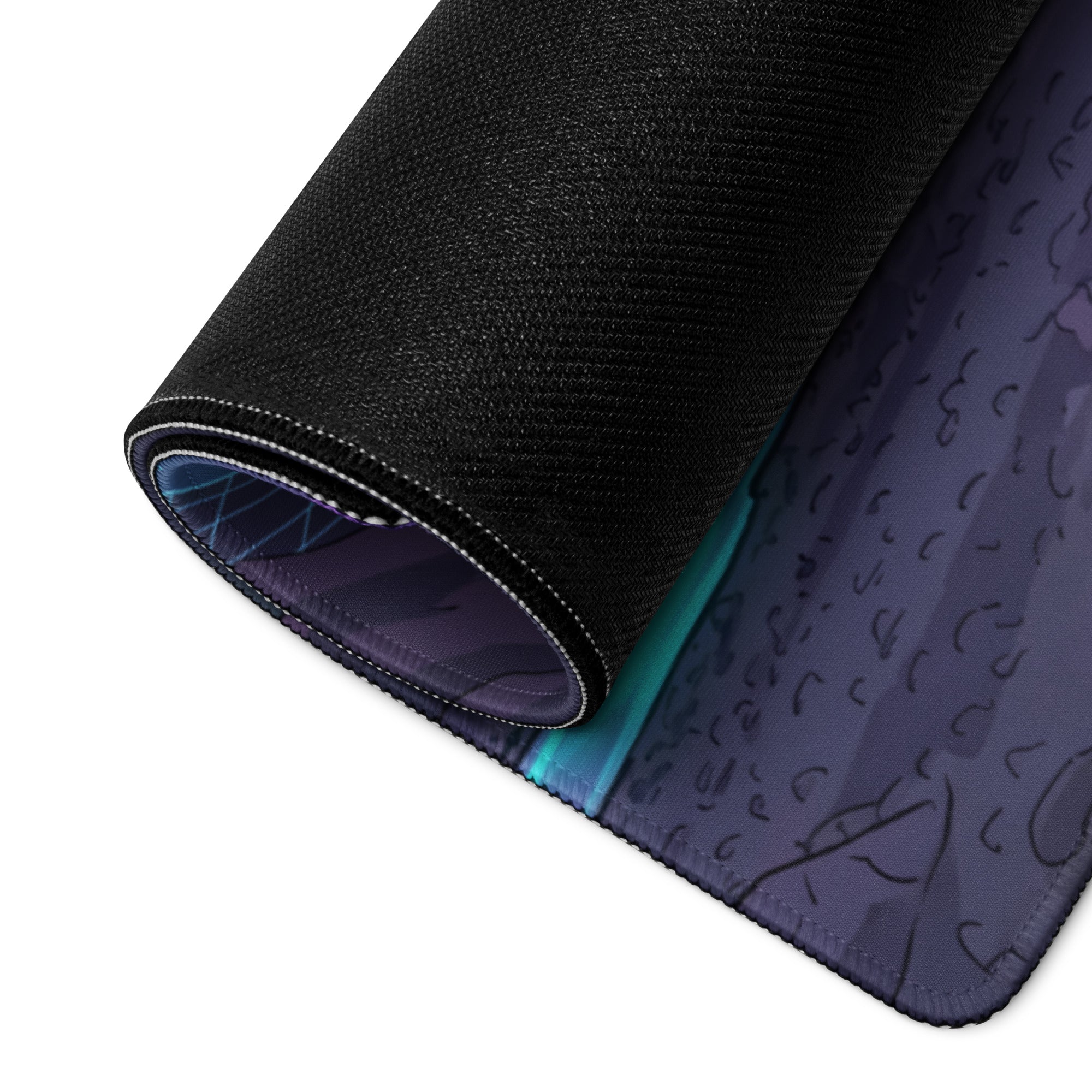Lexus RC F Inspired Teal Purple Vaporwave Gaming Mouse Pad, Neon Japanese Luxury Sports Coupe Desk Mat with Retro Futuristic Mountain Sunset Artwork