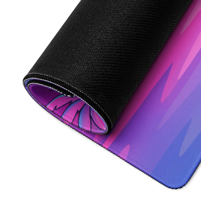 Nissan Skyline GT-R R34 Inspired Blue Pink Vaporwave Gaming Mouse Pad, Neon JDM Sports Car Desk Mat with Retro Futuristic Tropical Grid Artwork