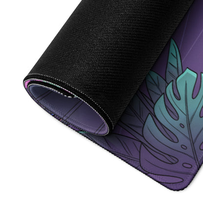Mazda RX-7 FD Inspired White Purple Vaporwave Gaming Mouse Pad, Neon JDM Sports Car Desk Mat with Retro Futuristic Japanese City Artwork
