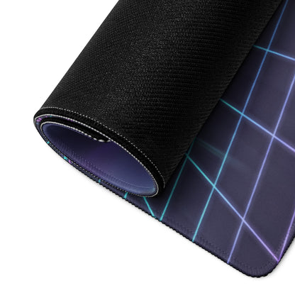 Honda Civic Si EM1 Inspired Green Purple Vaporwave Gaming Mouse Pad, Neon JDM Tuner Car Desk Mat with Retro Futuristic Highway Artwork