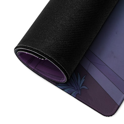 Toyota Supra MK4 A80 Inspired White Purple Vaporwave Gaming Mouse Pad, Neon JDM Sports Car Desk Mat with Retro Futuristic Cyber City Artwork