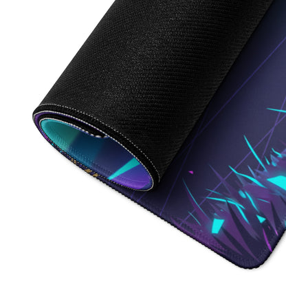 Toyota GR Supra A90 Inspired Red Blue Vaporwave Gaming Mouse Pad, Neon JDM Sports Car Desk Mat with Retro Futuristic Mountain Road Artwork