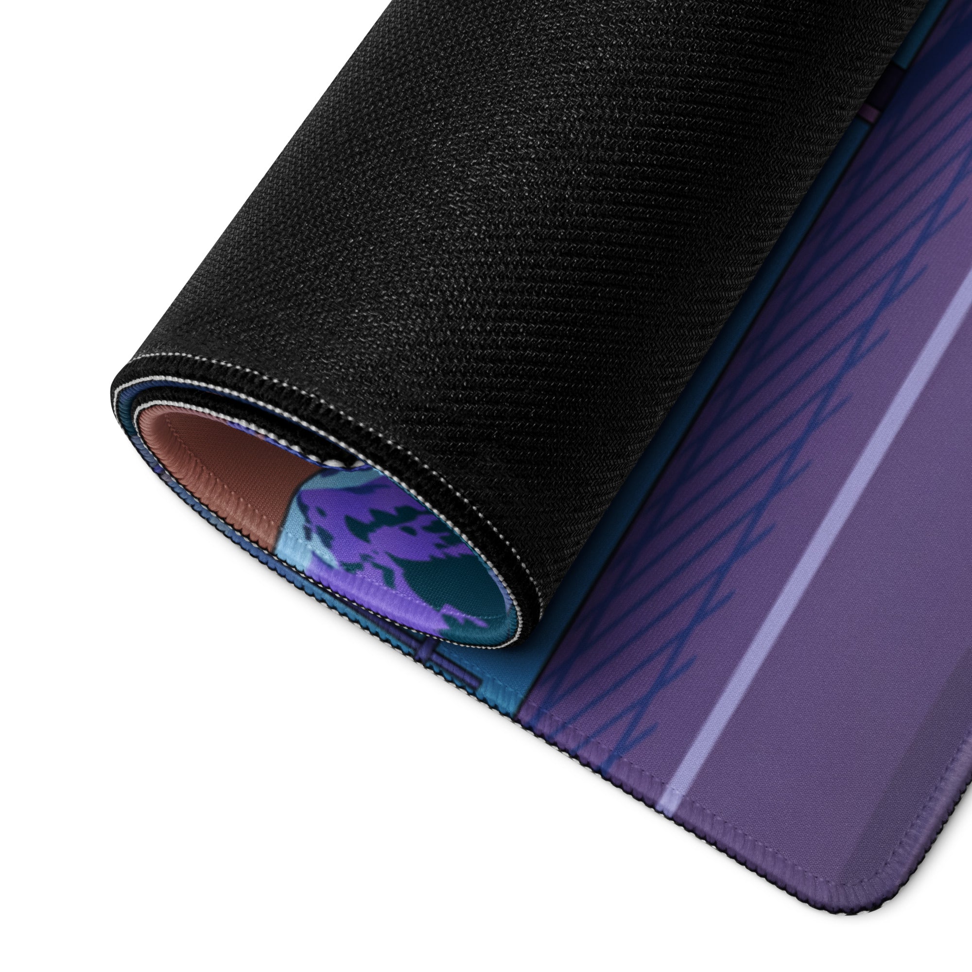 Honda NSX Inspired Red Blue Vaporwave Gaming Mouse Pad, Neon JDM Supercar Desk Mat with Retro Futuristic Snowy Mountain Artwork
