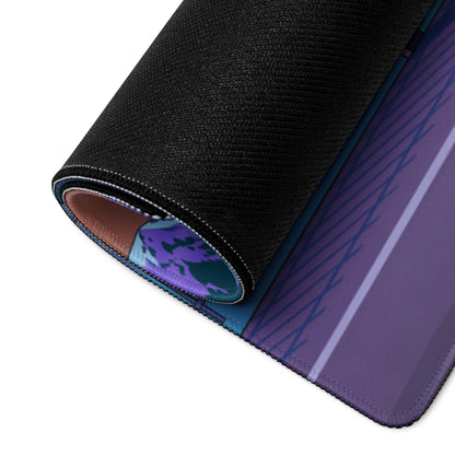 Honda NSX Inspired Red Blue Vaporwave Gaming Mouse Pad, Neon JDM Supercar Desk Mat with Retro Futuristic Snowy Mountain Artwork