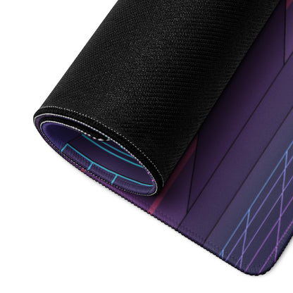 Subaru Impreza WRX STI Hatchback Inspired Red Purple Vaporwave Gaming Mouse Pad, Neon JDM Rally Car Desk Mat with Retro Futuristic City Artwork