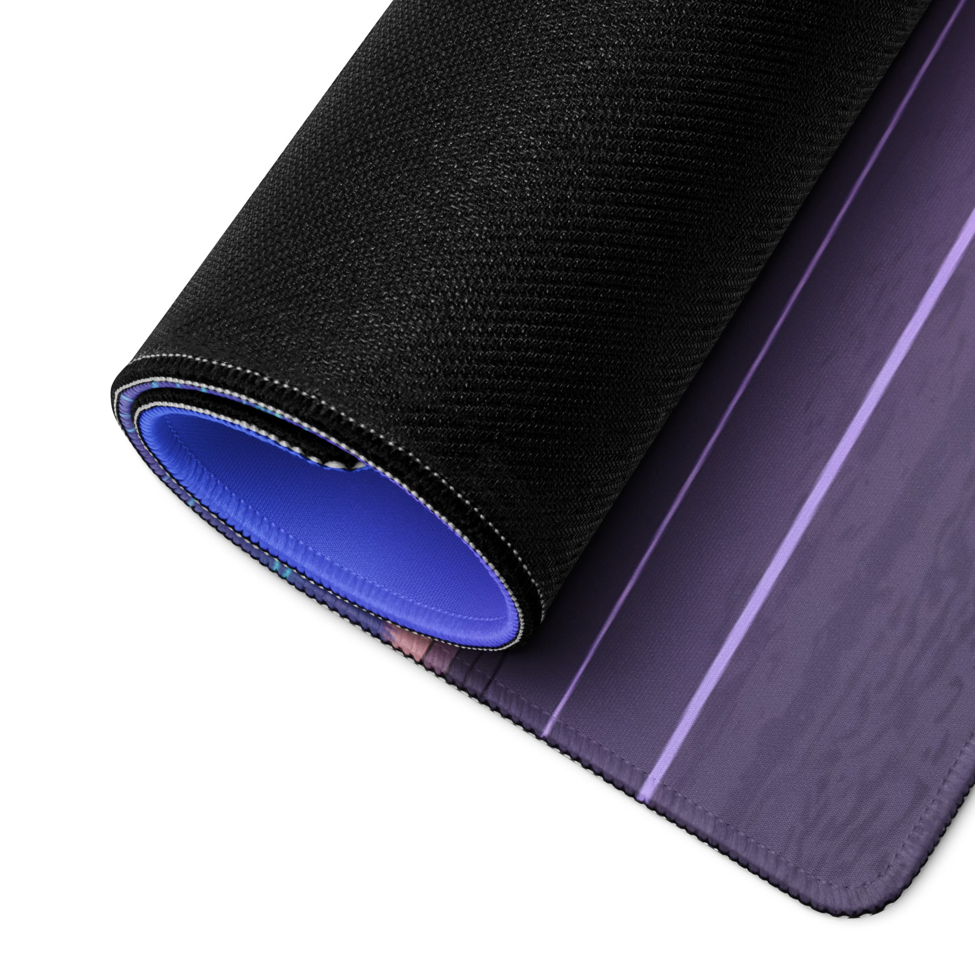 Nissan 370Z Z34 Inspired Magenta Blue Vaporwave Gaming Mouse Pad, Neon JDM Sports Car Desk Mat with Retro Futuristic Highway Cloud Artwork