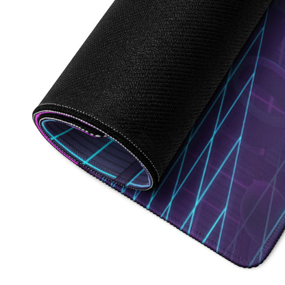 Honda S2000 AP1 Inspired Silver Purple Vaporwave Gaming Mouse Pad, Neon Retro Futuristic JDM Garage Desk Mat with Synthwave Sports Car Art