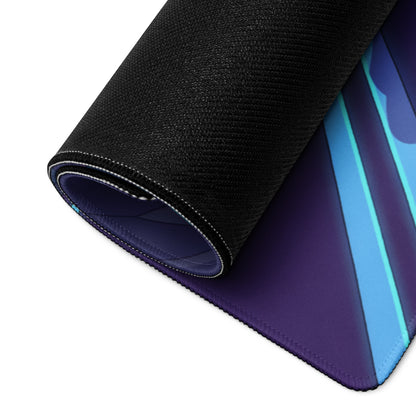 Subaru WRX STI VA Inspired Gray Blue Vaporwave Gaming Mouse Pad, Neon Tropical Coastal Road JDM Desk Mat with Retro Futuristic Rally Car Art
