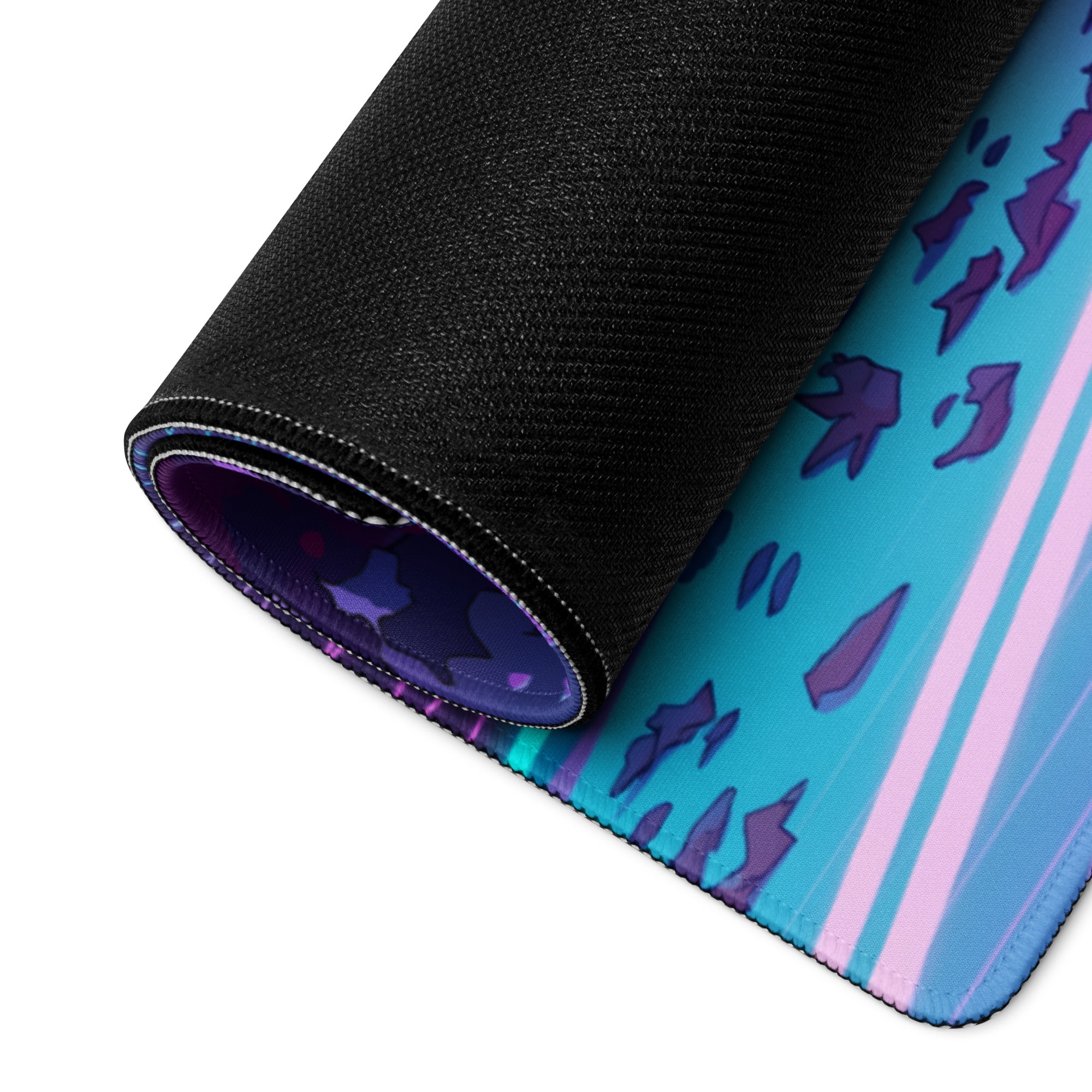 Subaru Impreza WRX STI Inspired Blue Pink Vaporwave Gaming Mouse Pad, Neon Autumn JDM Desk Mat with Retro Futuristic Rally Car Art