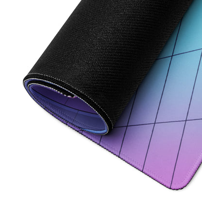 Nissan GT-R R35 Inspired Gray Blue Vaporwave Gaming Mouse Pad, Neon Cyberpunk Garage Desk Mat with Retro Futuristic Japanese Sports Car Art