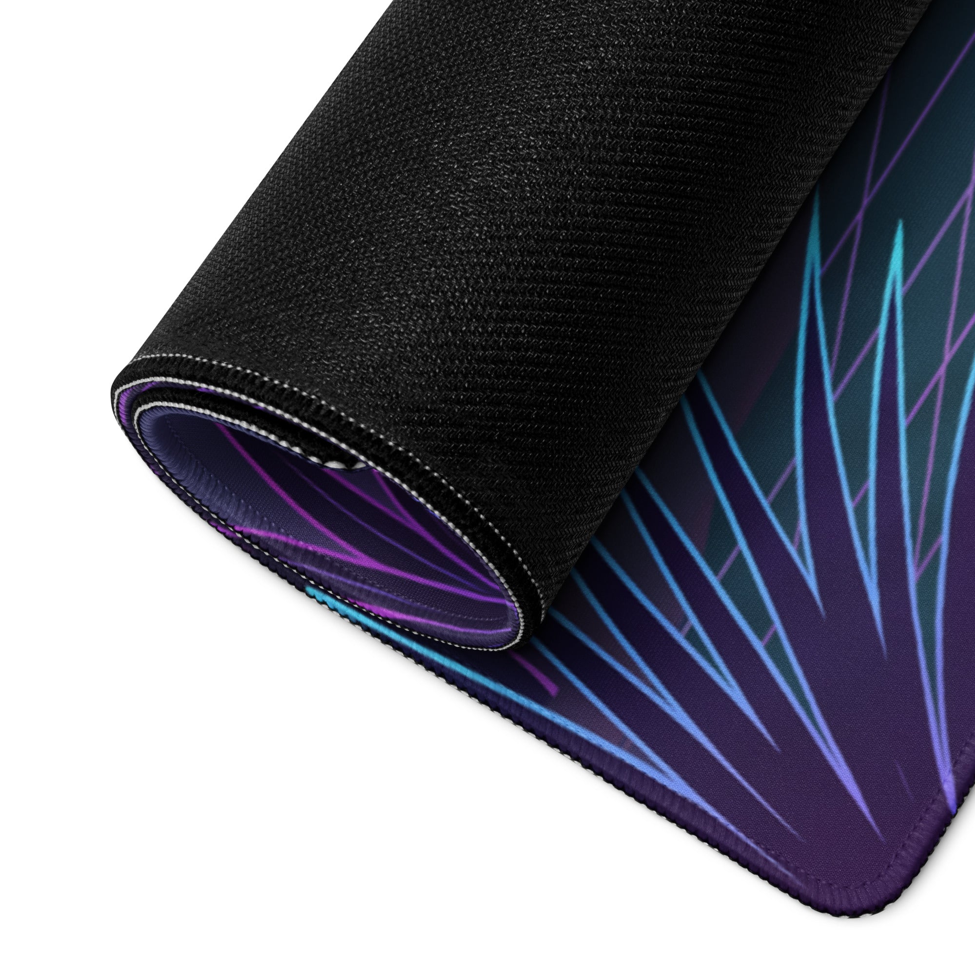 Toyota Supra MK4 Inspired White Purple Vaporwave Gaming Mouse Pad, Neon Retro Futuristic JDM Desk Mat with Synthwave Palm Tree Sports Car Art