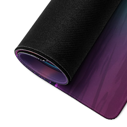Toyota Supra MK4 Inspired White Purple Vaporwave Gaming Mouse Pad, Neon Retro Futuristic JDM Desk Mat with Synthwave Sunset Sports Car Art