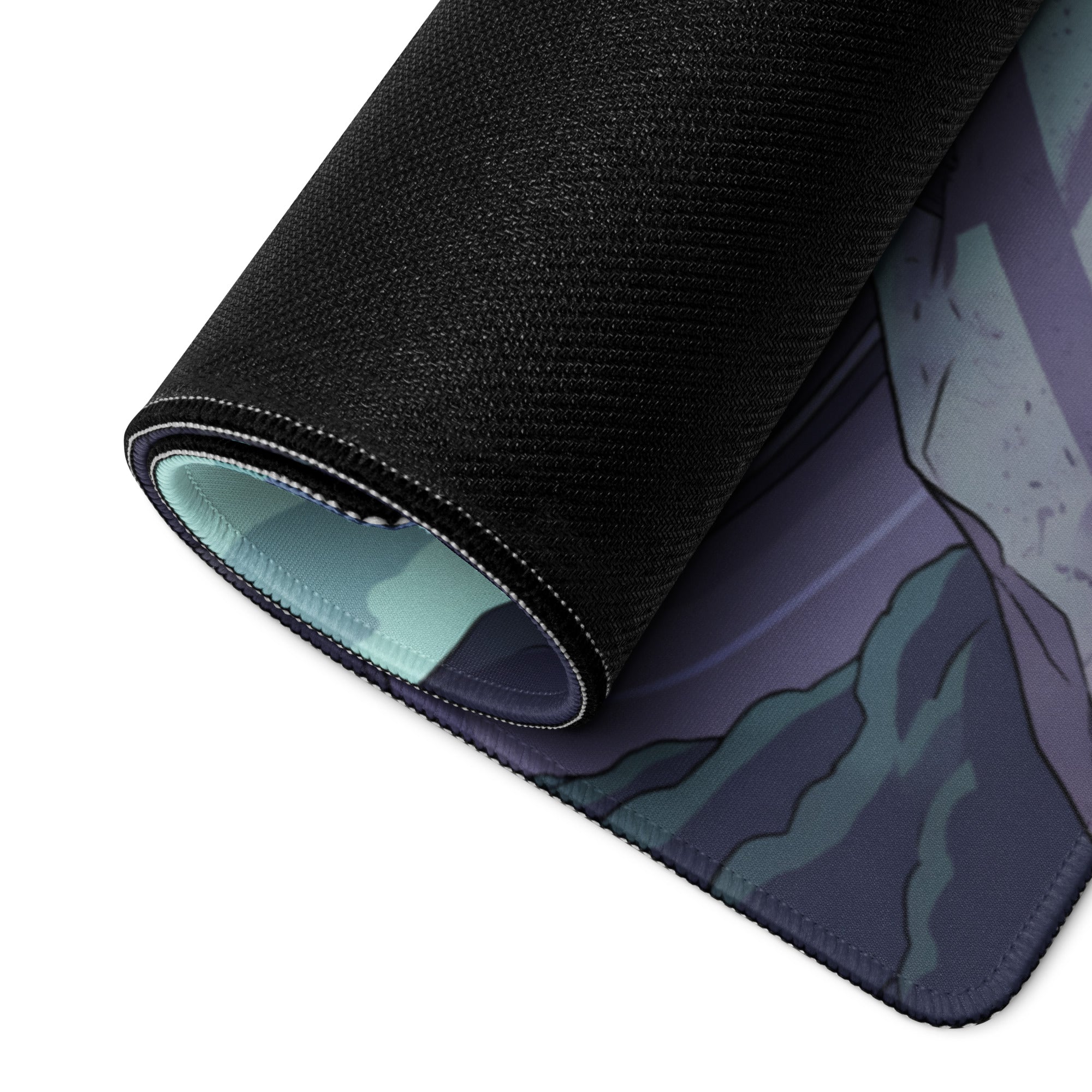 Ford Mustang Shelby GT350 Inspired Purple Vaporwave Gaming Mouse Pad – Moody Mountain Pass Desk Mat with Teal Highlights and Retro Scenic Road Art