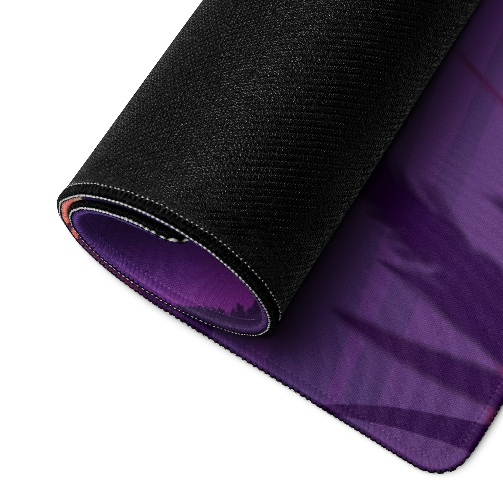 Chevrolet Camaro SS Inspired White Vaporwave Gaming Mouse Pad – Purple Sunset Country Road Desk Mat with Golden Fields and Retro Mountain Art