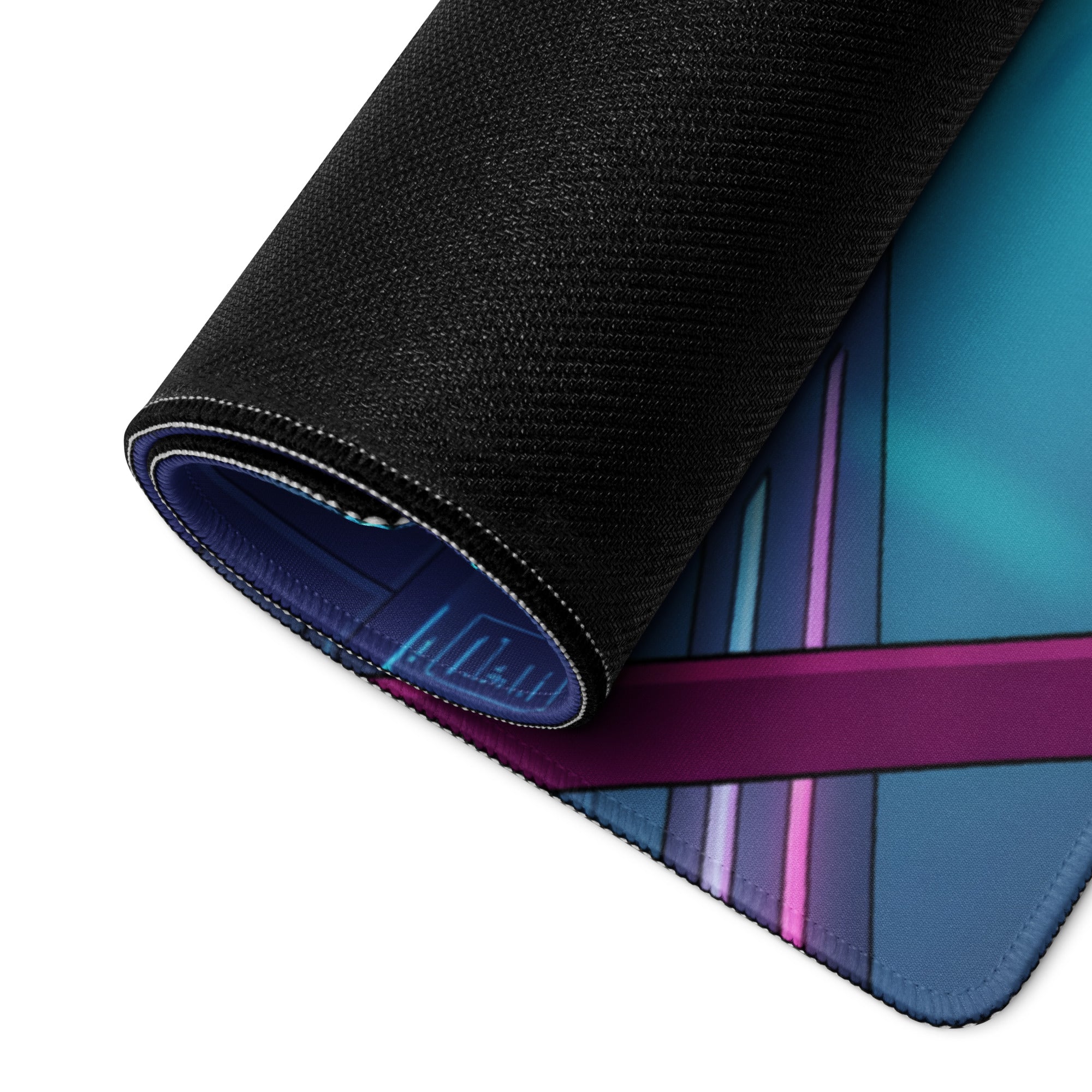 Chevrolet Corvette C8 Z06 Inspired Silver Vaporwave Gaming Mouse Pad – Neon Blue Pink Futuristic Garage Desk Mat with Cyberpunk Automotive Art