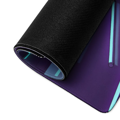 Ford Mustang Shelby GT500 Inspired Orange Vaporwave Gaming Mouse Pad – Neon Blue Purple Race Garage Desk Mat with Retro Futuristic Track Art