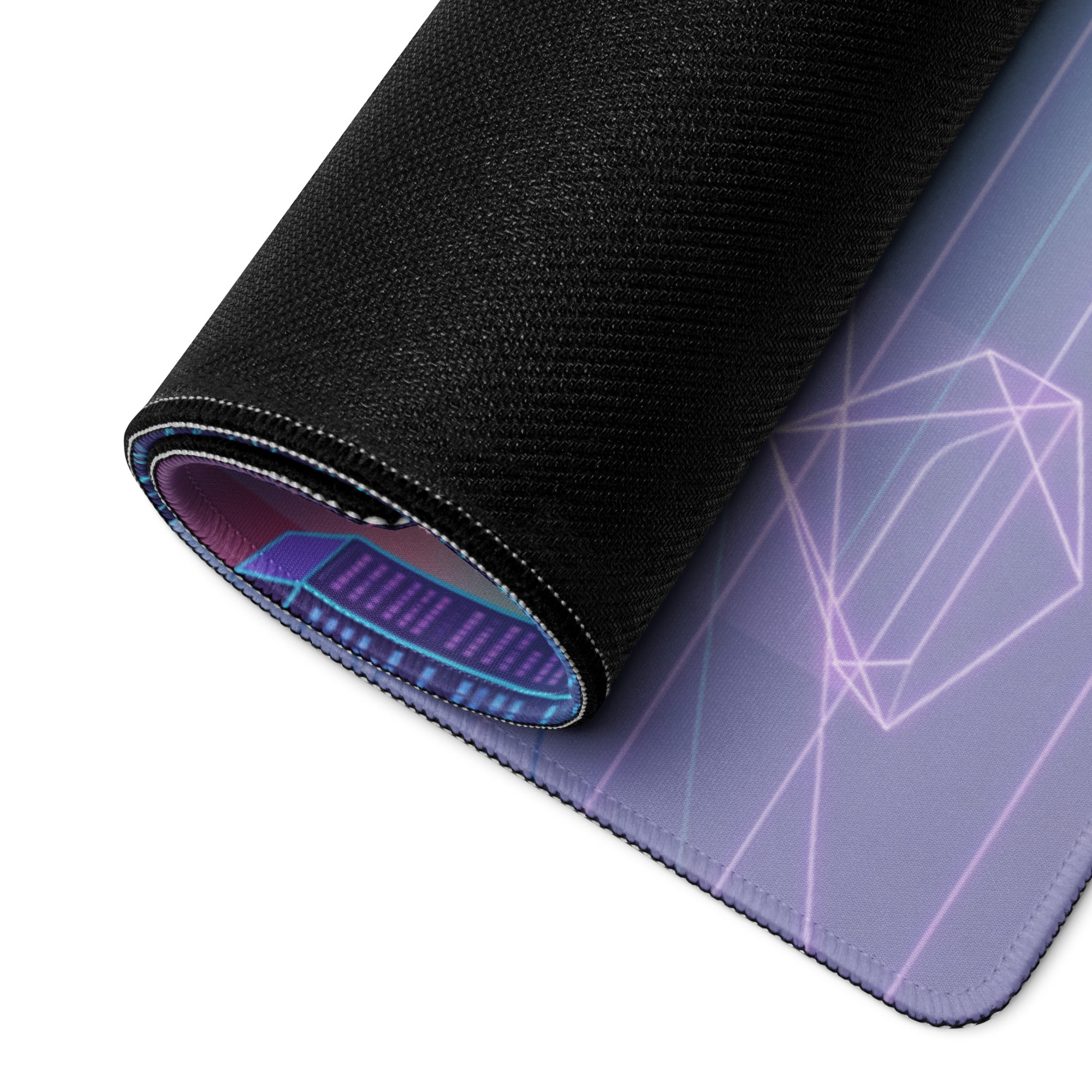 Ford Mustang GTD Inspired Black Vaporwave Gaming Mouse Pad – Neon Cyan Pink Cyber Grid Desk Mat with Retro Futuristic Digital City Art