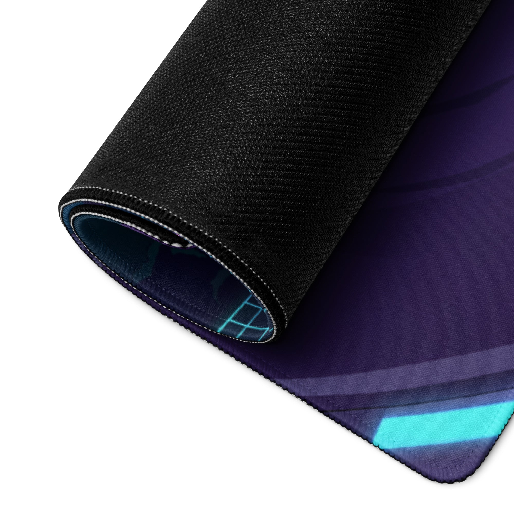 Ford Mustang GTD Inspired Black Vaporwave Gaming Mouse Pad – Neon Purple Drift Track Desk Mat with Cyan Night Racing and Retro Futuristic Art