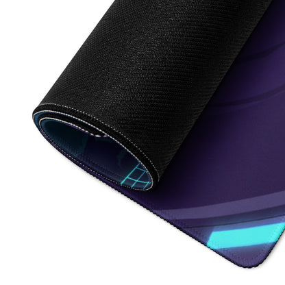 Ford Mustang GTD Inspired Black Vaporwave Gaming Mouse Pad – Neon Purple Drift Track Desk Mat with Cyan Night Racing and Retro Futuristic Art