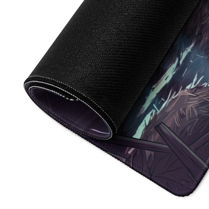 Dodge Viper SRT Inspired Red Vaporwave Gaming Mouse Pad – Neon Blue Rustic Barn Desk Mat with Retro Futuristic City Glow and Automotive Art