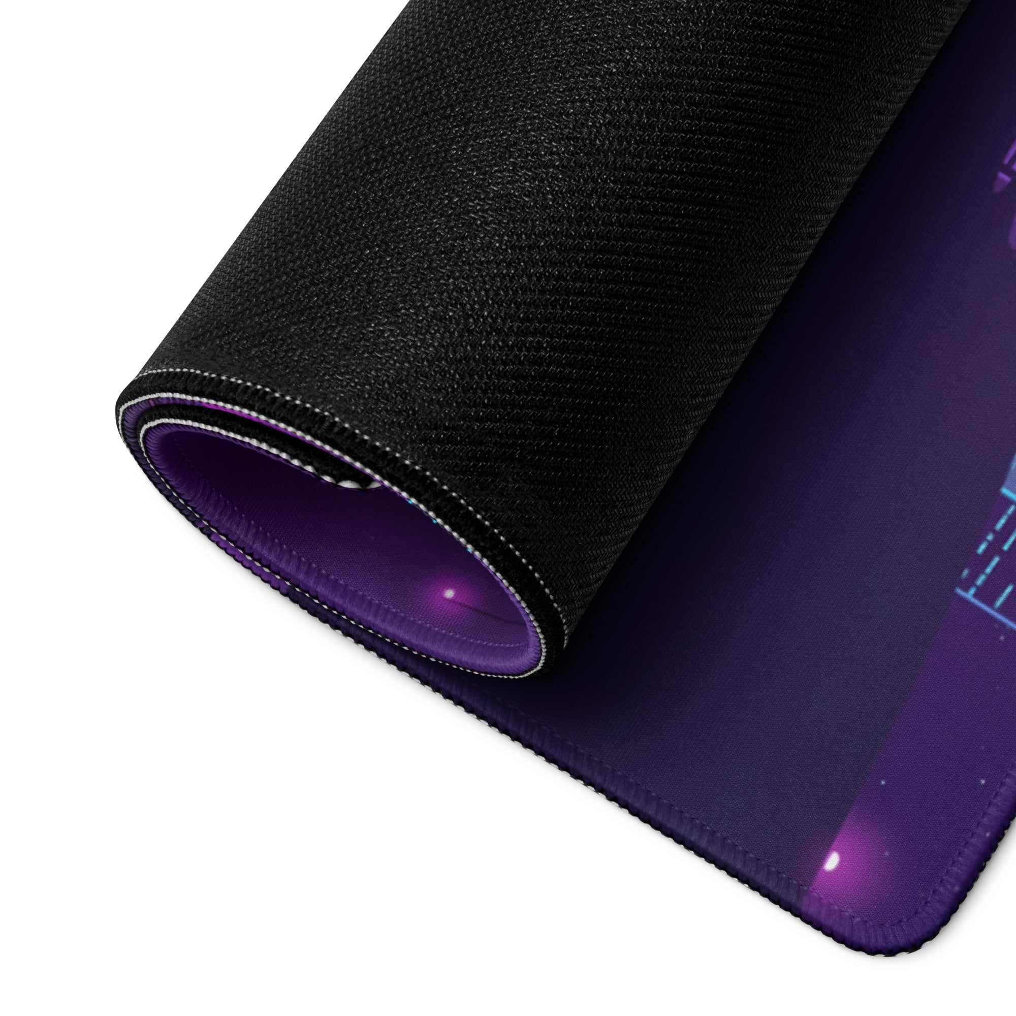 Dodge Challenger SRT Hellcat Inspired Black Vaporwave Gaming Mouse Pad – Neon Blue Purple City Skyline Desk Mat with Retro Futuristic Reflection Art