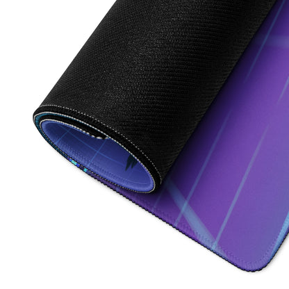 Ford Mustang Boss 302 Inspired Blue Vaporwave Gaming Mouse Pad – Neon Purple Highway Desk Mat with Palm Trees, Retro Grid Mountains and Synthwave Art