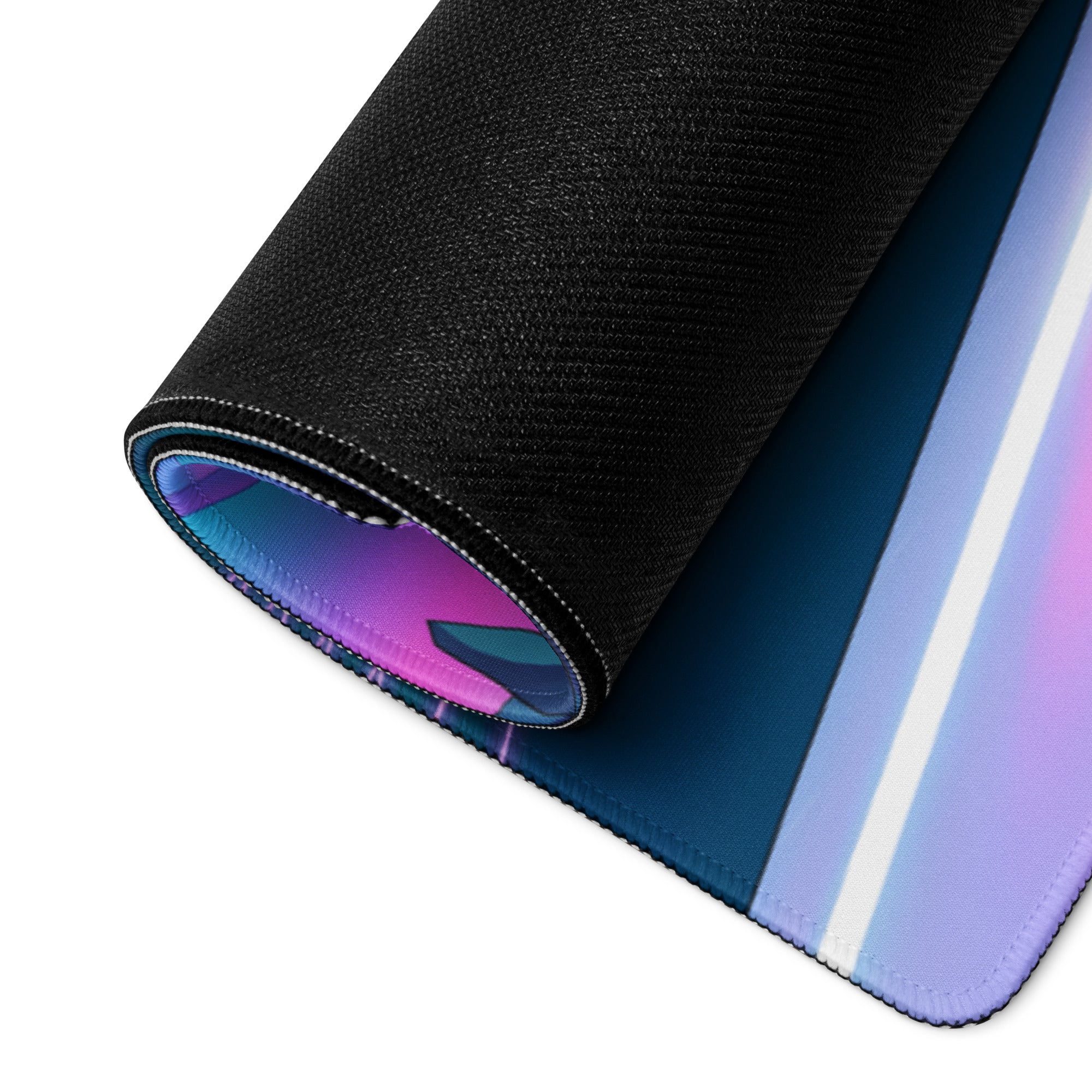 Ford Mustang GTD Inspired Red Vaporwave Gaming Mouse Pad – Neon Pink Cyan Highway Desk Mat with Retro Futuristic Grid Sun and Geometric Landscape Art