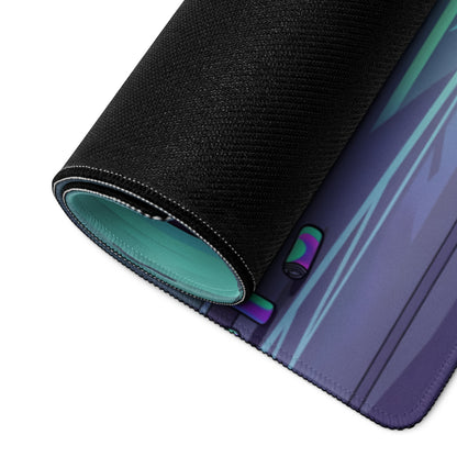 Chevrolet Corvette C6 Z06 Inspired Blue Vaporwave Gaming Mouse Pad – Neon Cyan Urban Overpass Desk Mat with Retro Futuristic City Art
