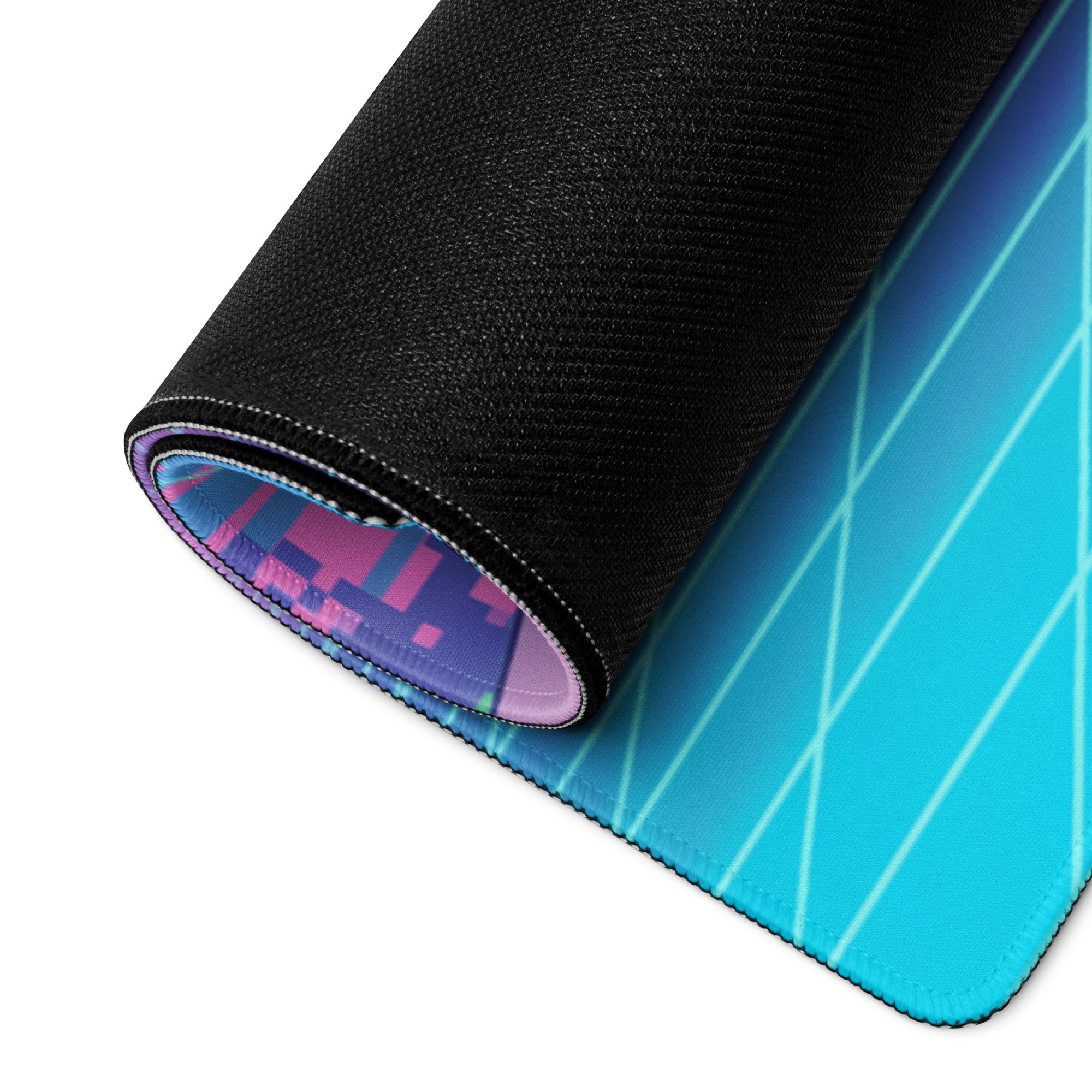 Dodge Challenger SRT Hellcat Inspired Green Vaporwave Gaming Mouse Pad – Neon Pink Cyan Grid Desk Mat with Retro Mountains and Futuristic Sunset Art