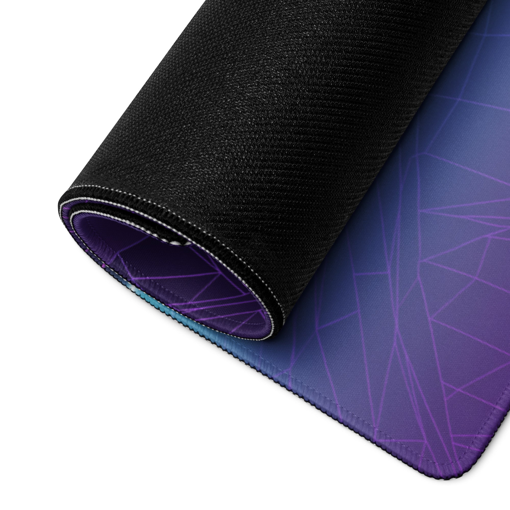 Porsche Mission R Inspired White Vaporwave Gaming Mouse Pad – Neon Purple Cyan Grid Desk Mat with Retro Futuristic Mountains and Synthwave Racing Art