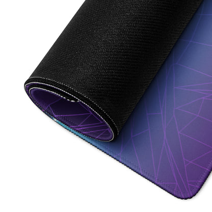 Porsche Mission R Inspired White Vaporwave Gaming Mouse Pad – Neon Purple Cyan Grid Desk Mat with Retro Futuristic Mountains and Synthwave Racing Art