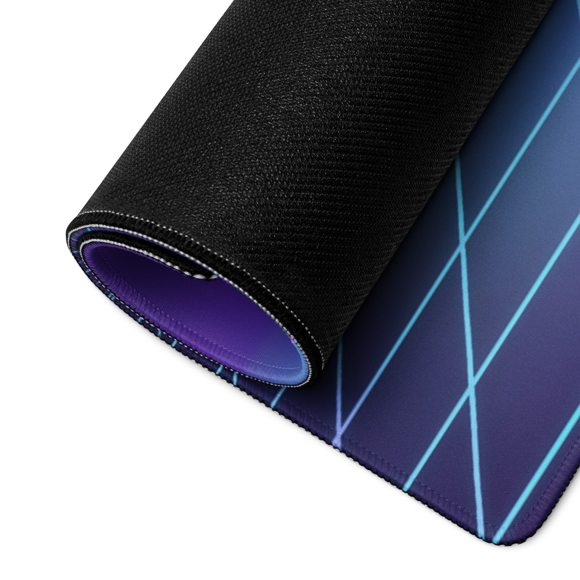 Porsche 911 GT3 R Inspired White Vaporwave Gaming Mouse Pad – Neon Cyan Purple Grid Desk Mat with Palm Trees, Moonlight and Retro Synthwave Racing Art
