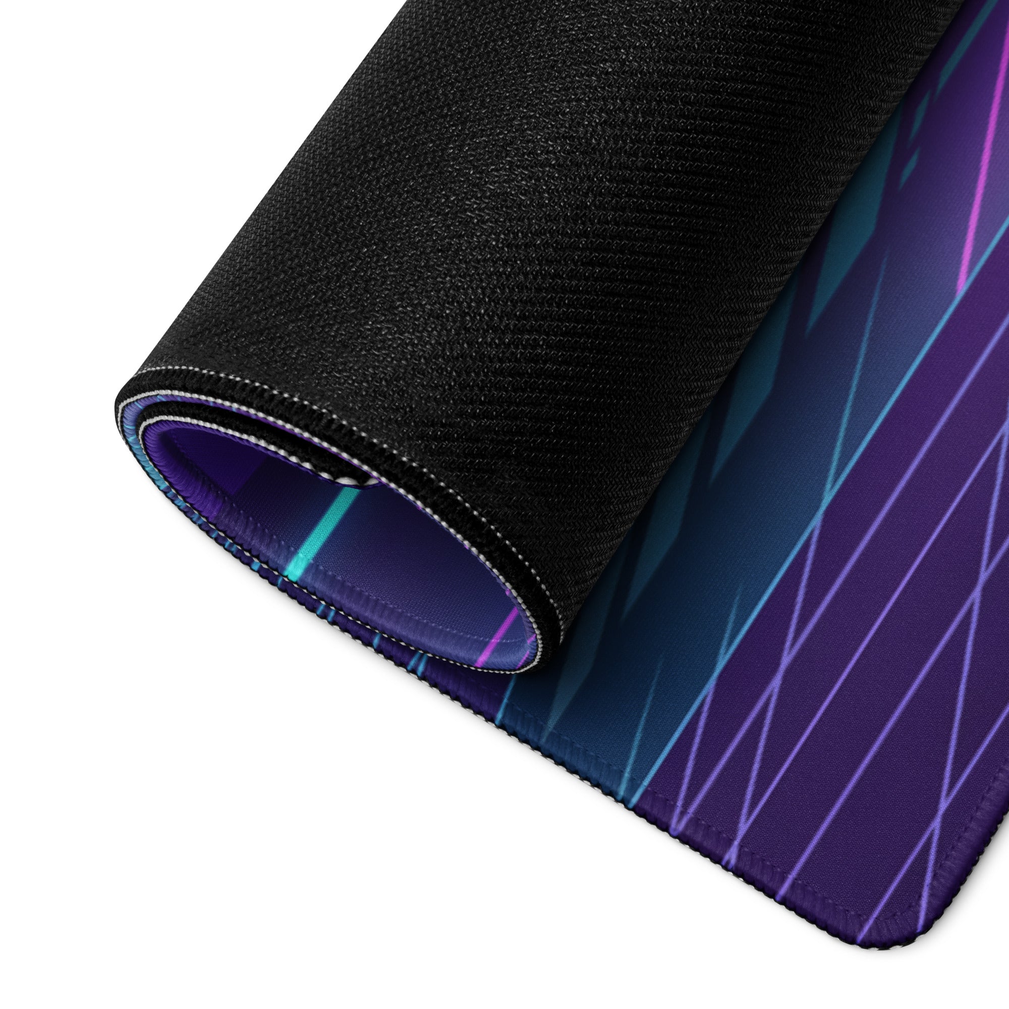 Porsche Mission R Inspired White Vaporwave Gaming Mouse Pad – Neon Pink Cyan City Grid Desk Mat with Full Moon and Retro Futuristic Synthwave Art
