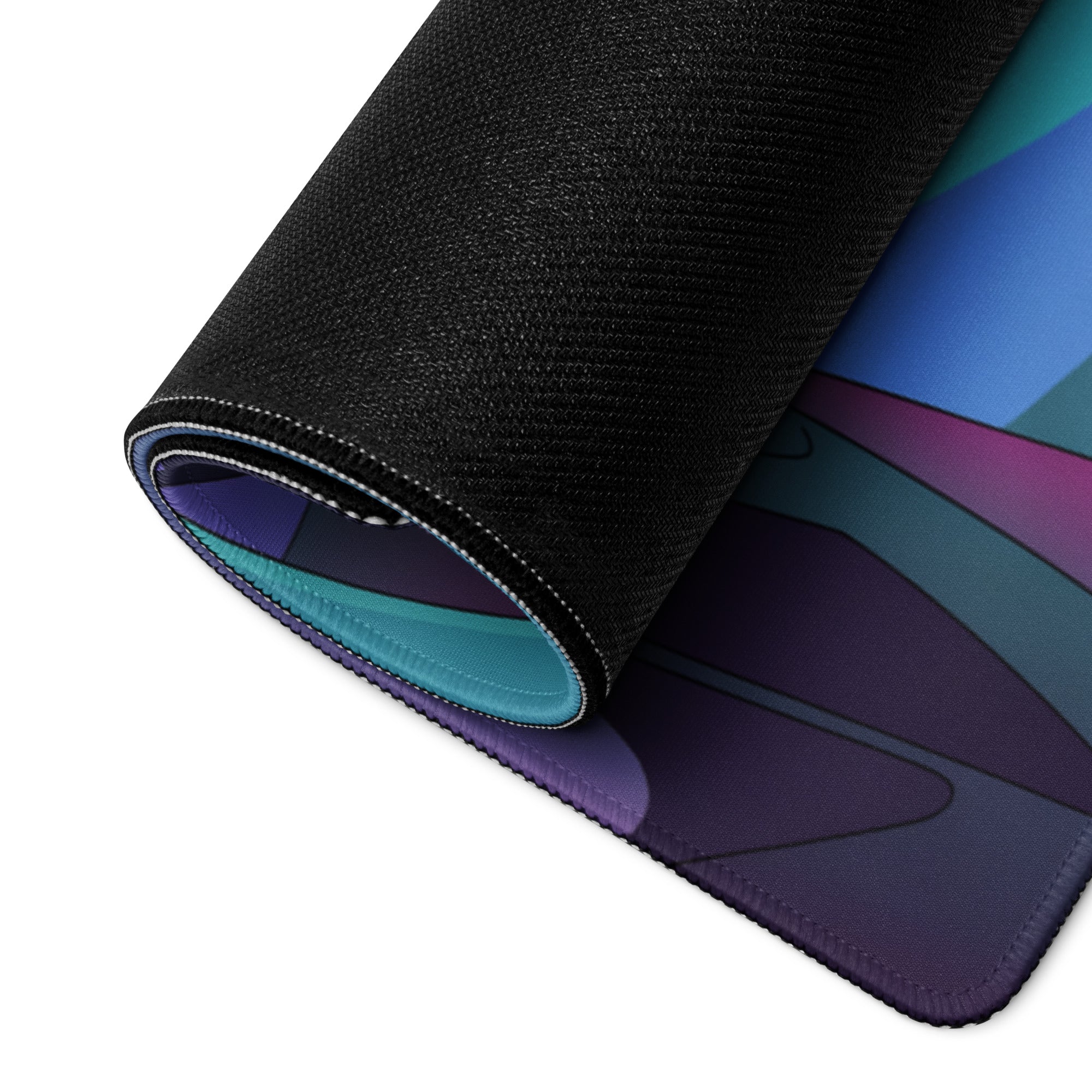 Rimac Nevera Inspired Purple Vaporwave Gaming Mouse Pad – Teal Magenta Abstract Landscape Desk Mat with Futuristic Geometric Synthwave Art