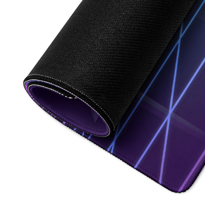 Porsche 911 GT3 RS Inspired White Purple Vaporwave Gaming Mouse Pad – Neon Grid Sunset Desk Mat with Geometric Palms, Retro Futuristic Landscape and Synthwave Art