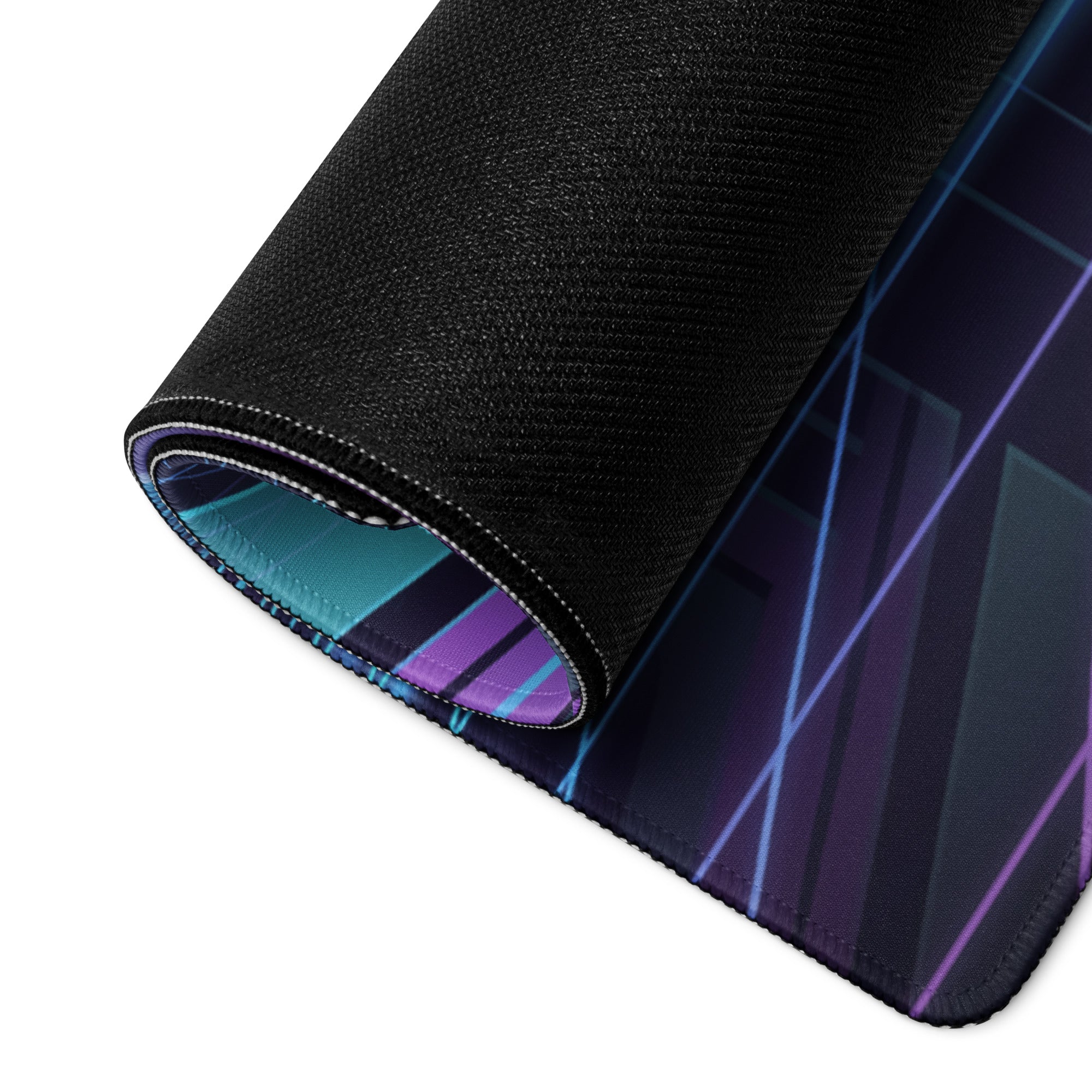 Porsche 911 GT3 RS Inspired White Blue Vaporwave Gaming Mouse Pad – Neon Cyberpunk City Desk Mat with Retro Futuristic Grid Art