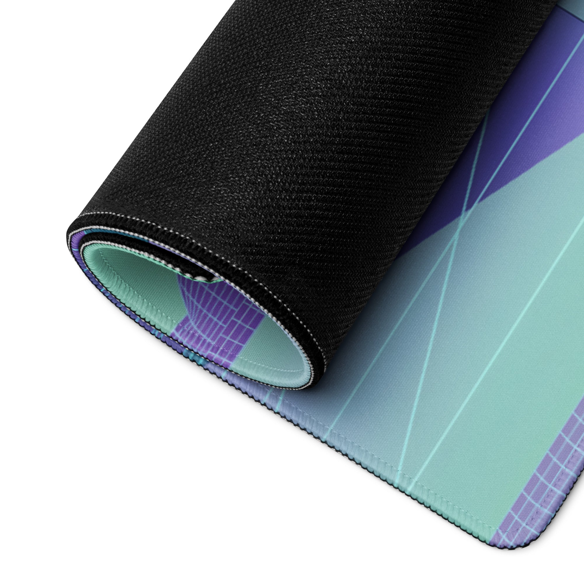 Mercedes-AMG ONE Inspired Silver Mint Vaporwave Gaming Mouse Pad – Pastel Futuristic City Desk Mat with Neon Grid, Sunset and Geometric Art