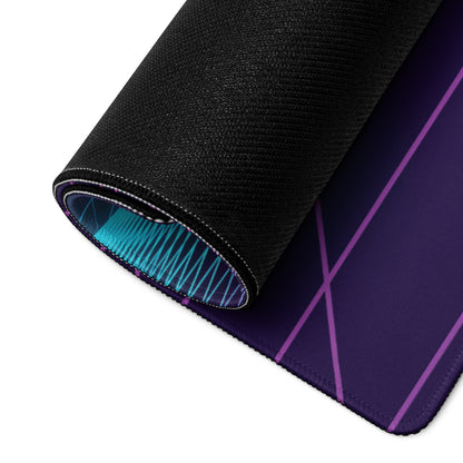 Lamborghini Essenza SCV12 Inspired Black Purple Vaporwave Gaming Mouse Pad – Neon Synthwave Grid Desk Mat with Retro Sunset and Track Hypercar Art