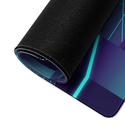 McLaren P1 Inspired Blue Cyan Vaporwave Gaming Mouse Pad – Neon Futuristic City Grid Desk Mat with Retro Synthwave Cyberpunk Artwork